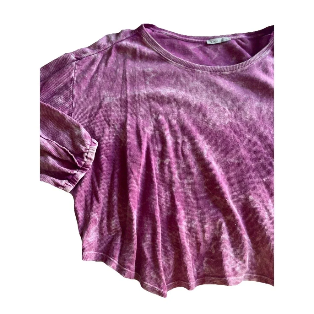 Dex (dia) Waffle Knit 3/4 Sleeve Top Size X Purple Casual